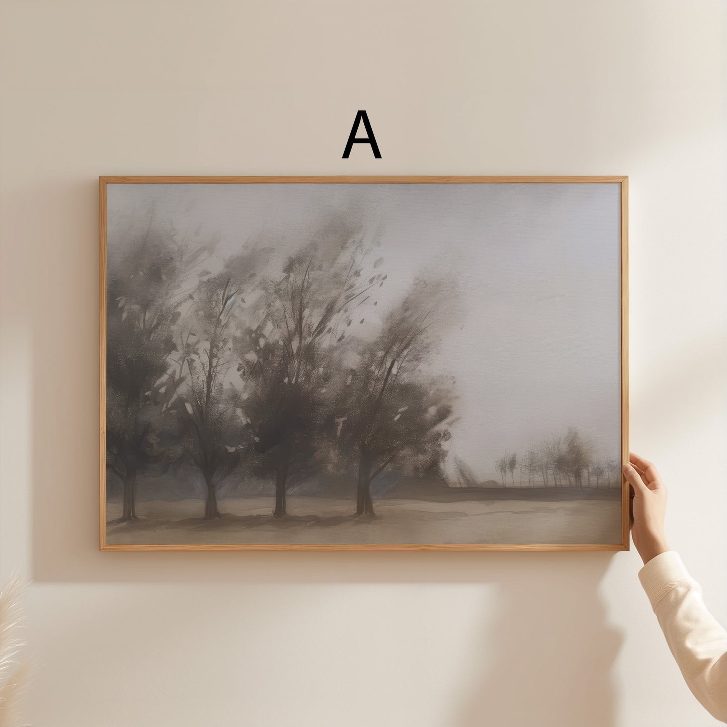 Moderne Natur Poster · Geschenkidee · Wald Blumenzeichnung Hase Herbstlandschaft · Dekoprint ohne Rahmen