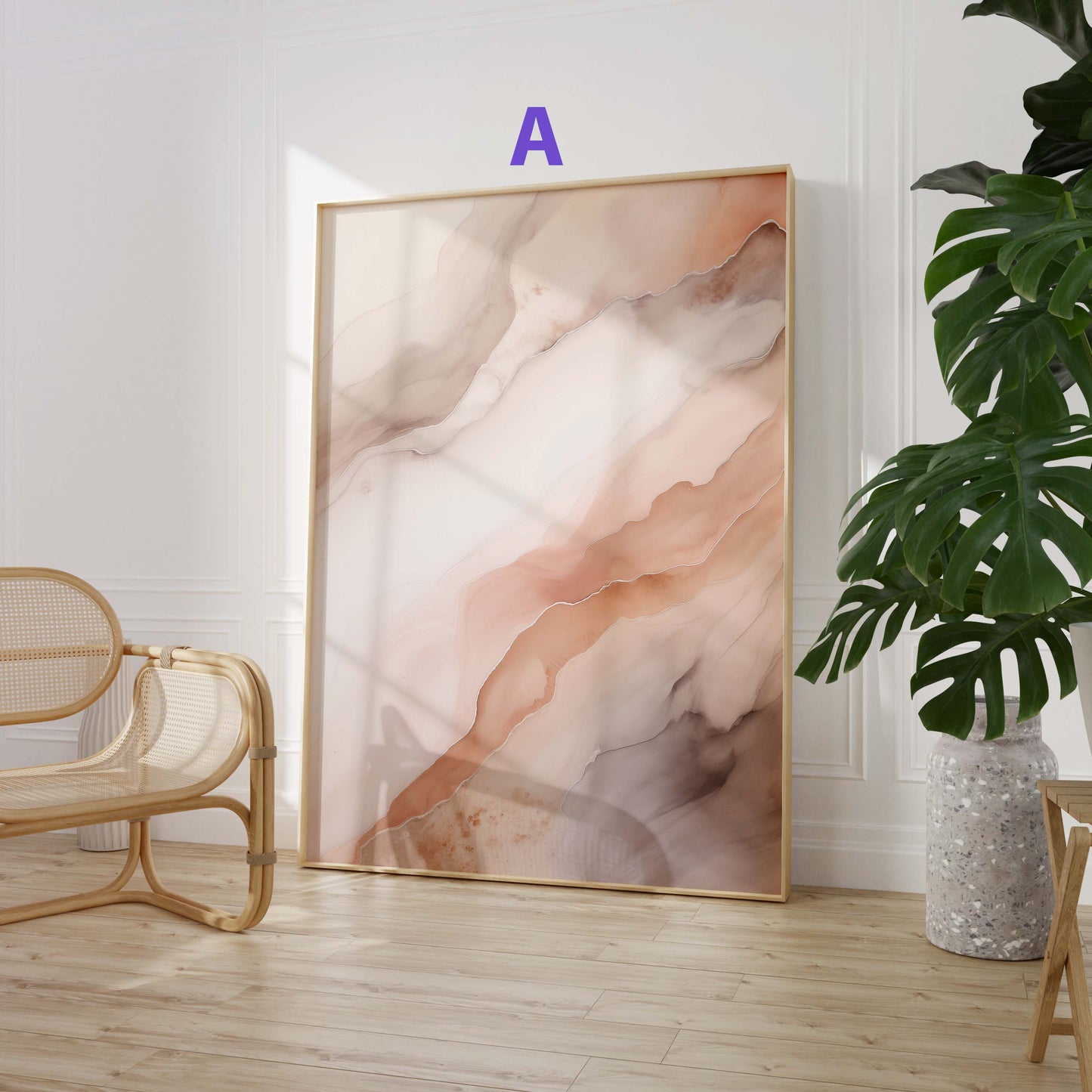 Abstrakte Marmor Poster · Geschenkidee · Fließende Beige Rosé Formen und Moderne Strukturkunst · Dekoprint ohne Rahmen
