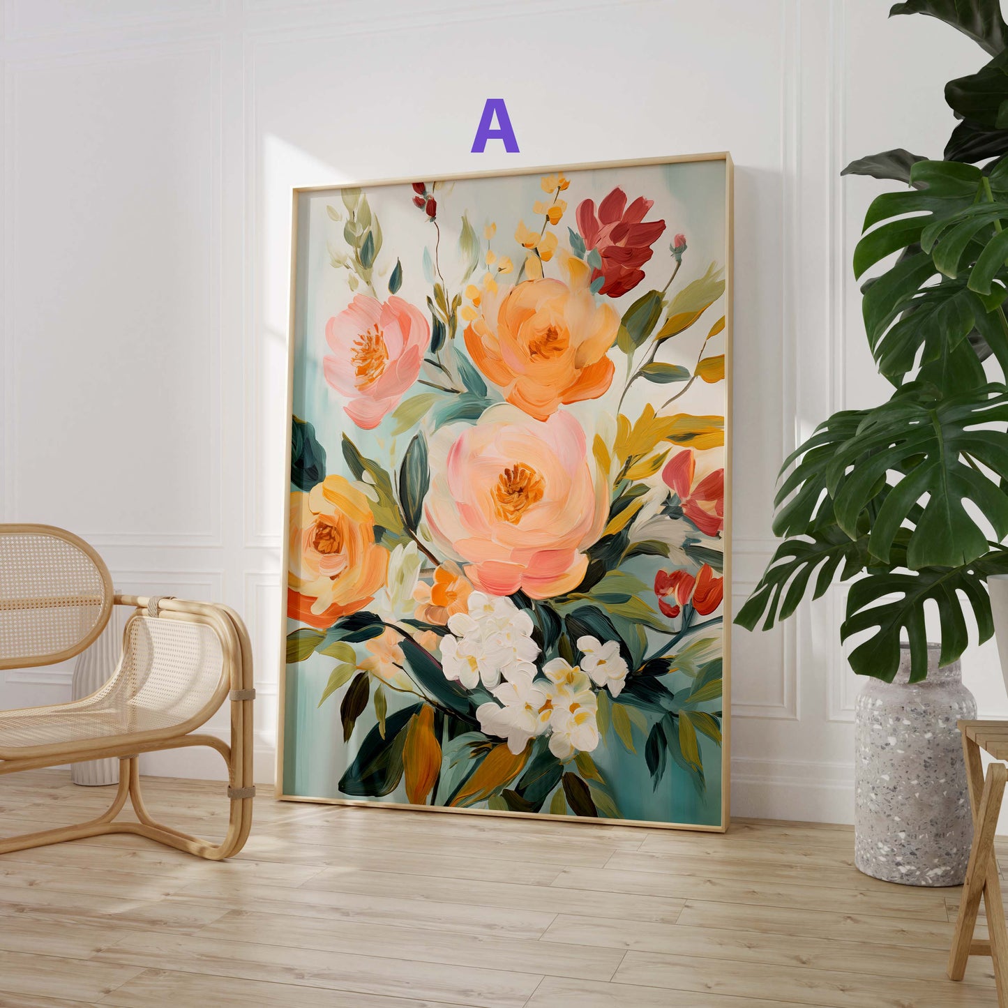 Blumen Poster · Geschenkidee · Romantische Wildblumen und Pastellblüten in Künstlerischer Aquarellmalerei · Dekoprint ohne Rahmen