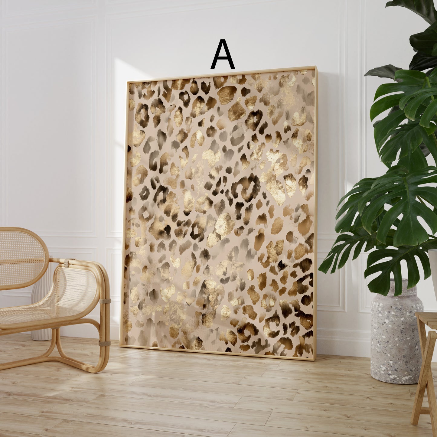 Tiermuster Poster ·  Geschenkidee · Elegante Goldene Tierfell Muster Zebra und Giraffen Texturen · Dekoprint ohne Rahmen