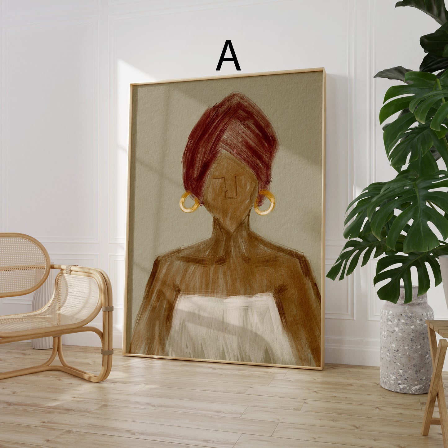 Blumen Poster · Retro Schachbrettmuster & moderne Kunst · Dekoprint ohne Rahmen
