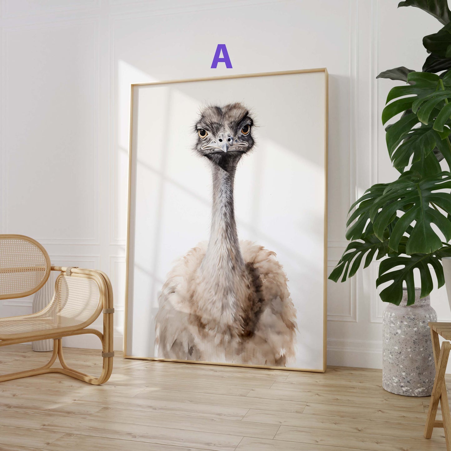 Safari Poster · Geschenkidee · Giraffe Tiger Affe Strauß und Palmen · Dekoprint ohne Rahmen