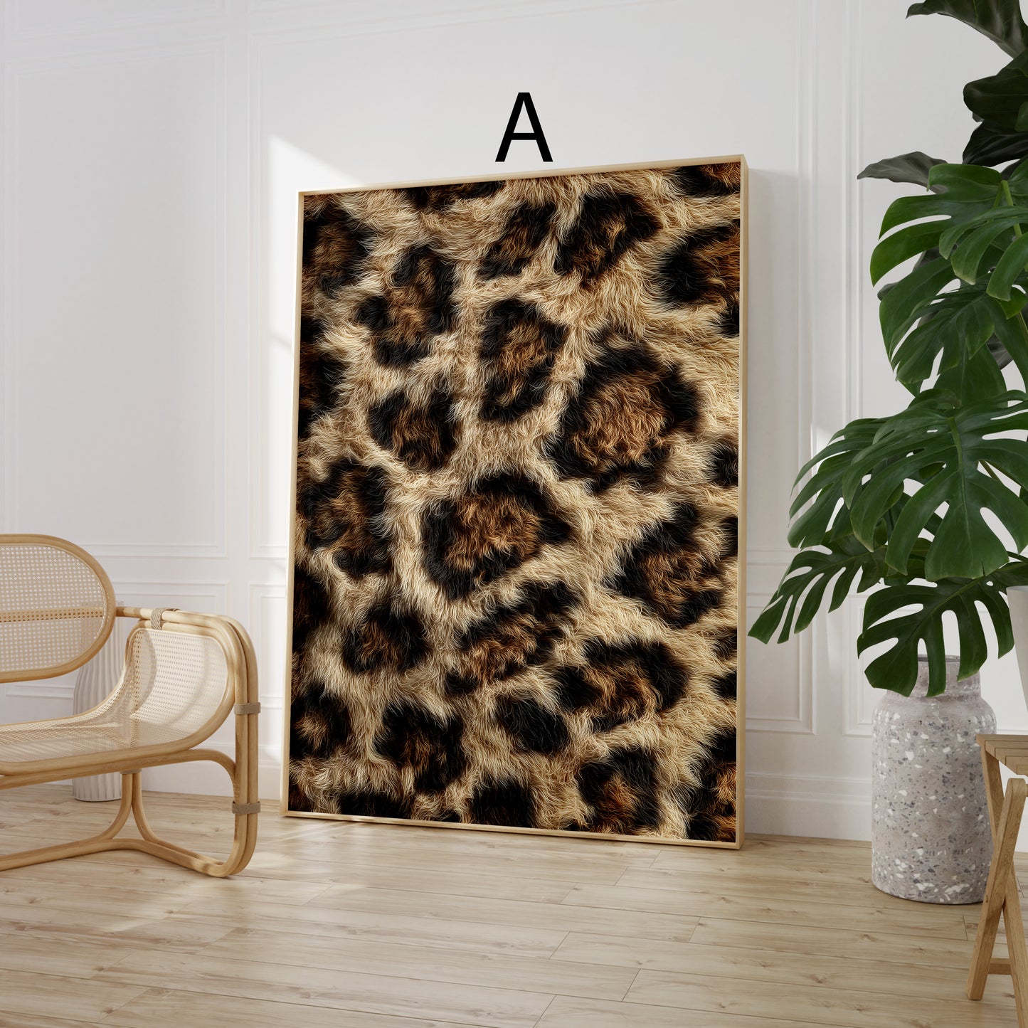 Tiermuster Poster · Geschenkidee · Vielfältige Raubkatzen und Wildtier Fell Texturen Leopard Muster · Dekoprint ohne Rahmen