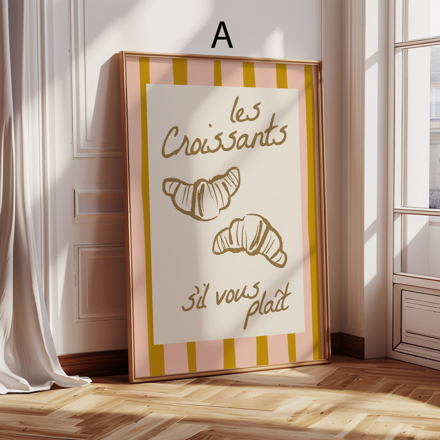 Paris Poster · Geschenkidee · Französische Typografie Wahrzeichen Café Illustration · Dekoprint ohne Rahmen