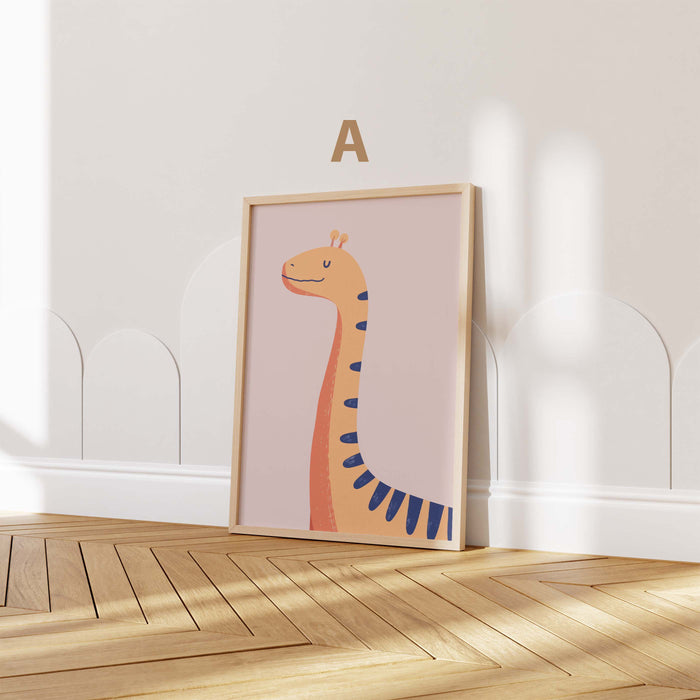 Dinosaurier Poster mit Langhals und Giraffe fürs Kinderzimmer
