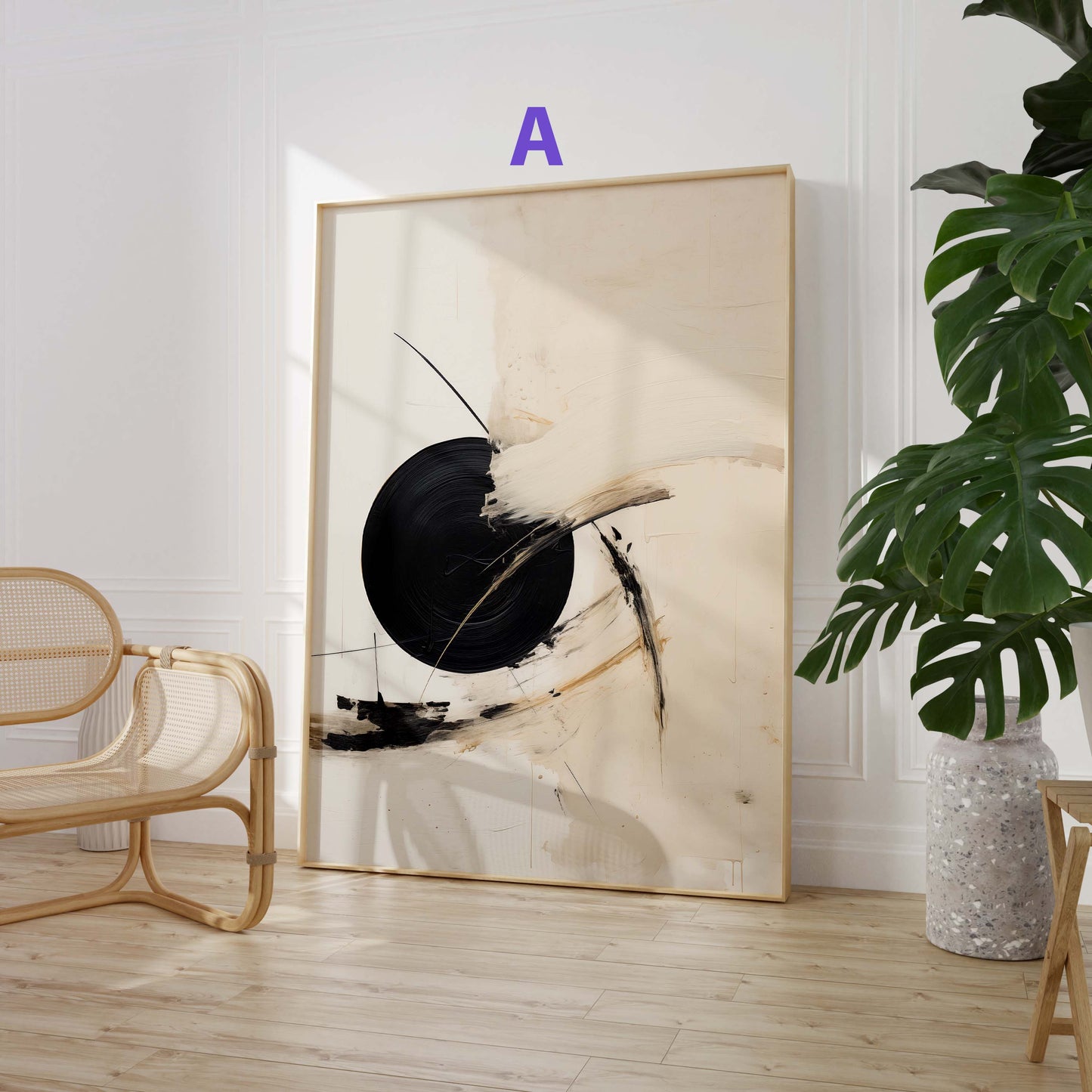 Moderne Abstrakte Kunst Poster · Geschenkidee · Geometrische Schwarz Beige Wandbilder für Wohnzimmer Büro Schlafzimmer · Print ohne Rahmen