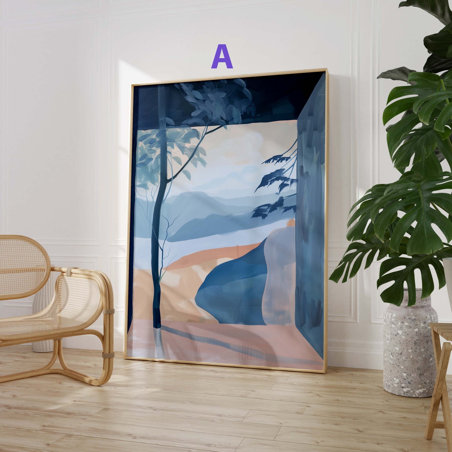 Mediterrane Kunst Poster · Geschenkidee · Frauen Küste Mediterrane Landschaften achtsame Momente · Dekoprint ohne Rahmen