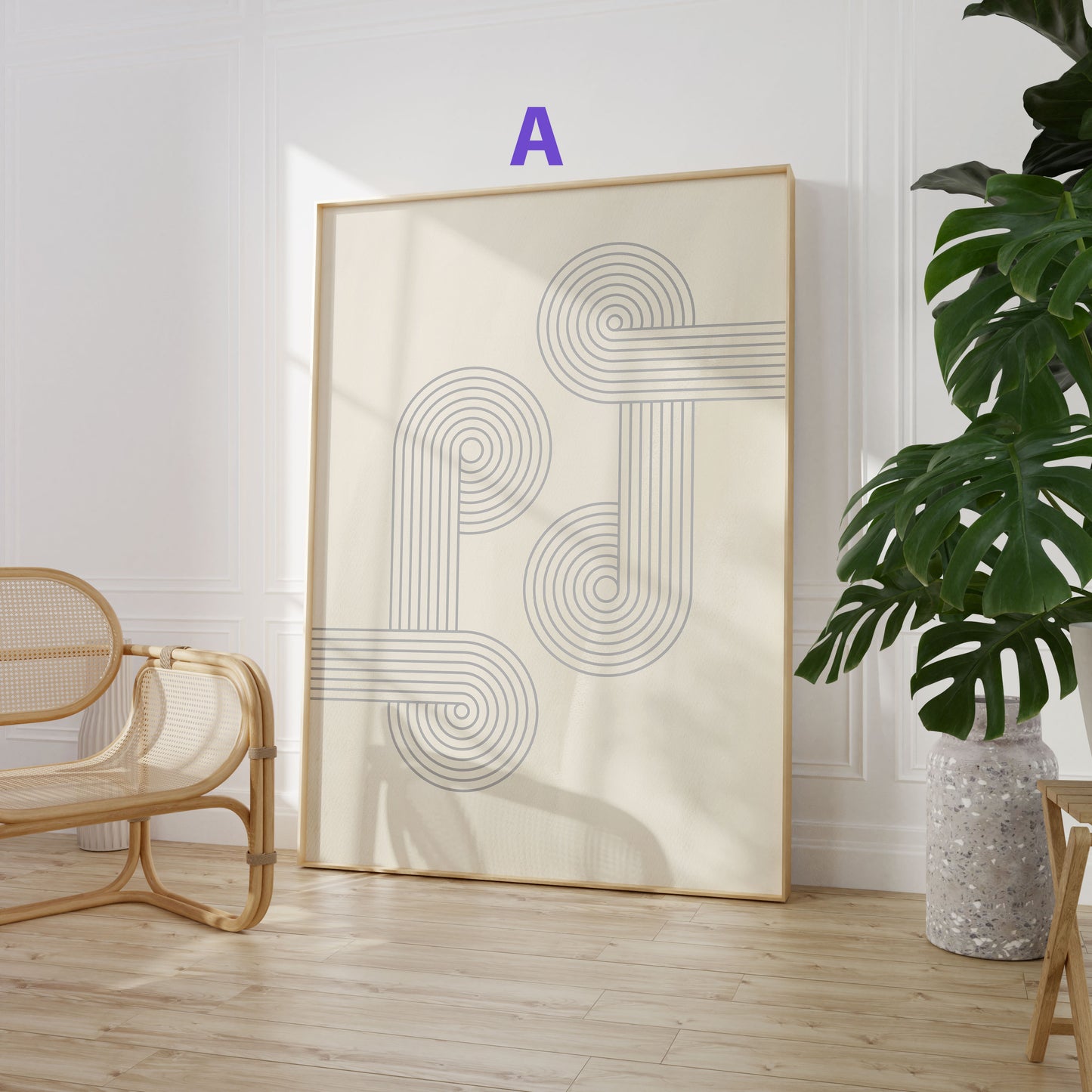 Abstrakte Linien Poster · Geschenkidee · Minimalistische Line Art in Beige und Schwarz · Dekoprint ohne Rahmen