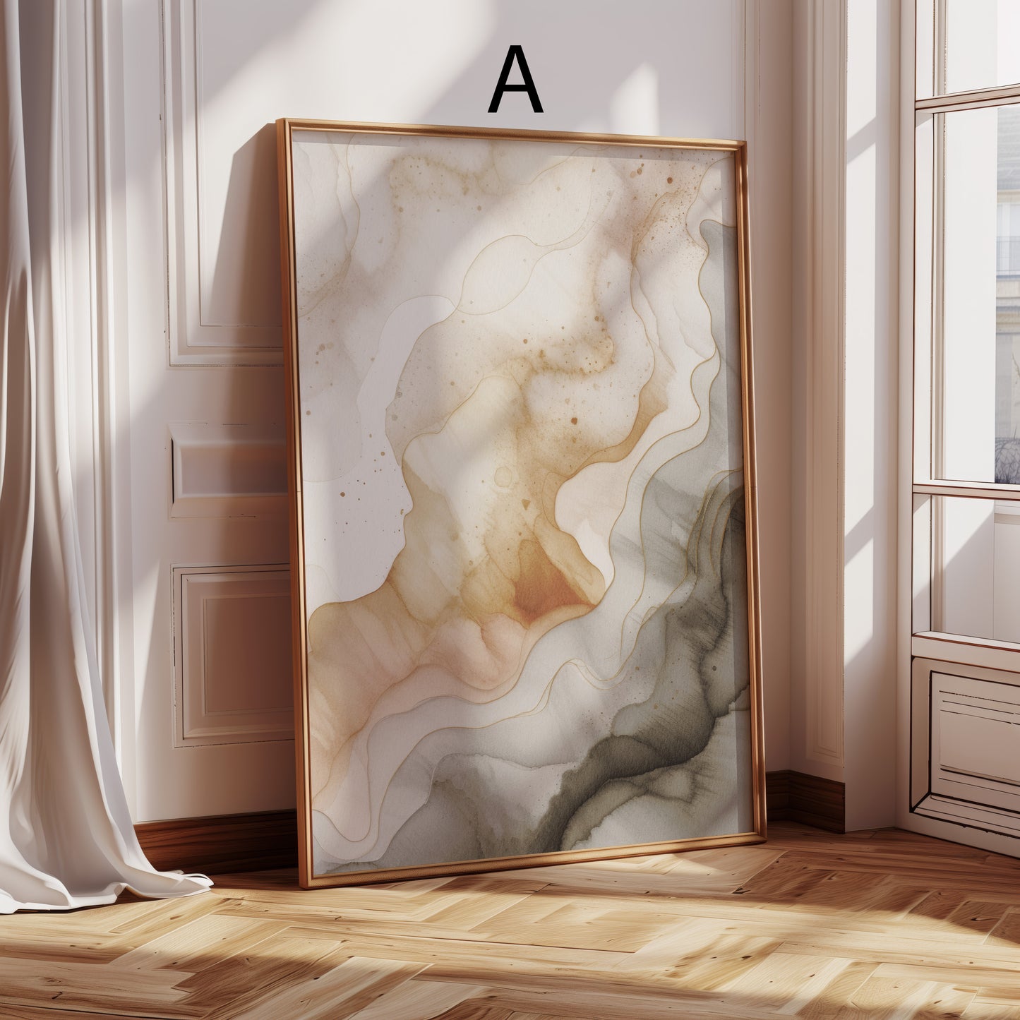 Abstrakte Poster · Geschenkidee · Beige Minimalistische Formen Organische Linien Zeitgenössische Wandkunst · Dekoprint ohne Rahmen