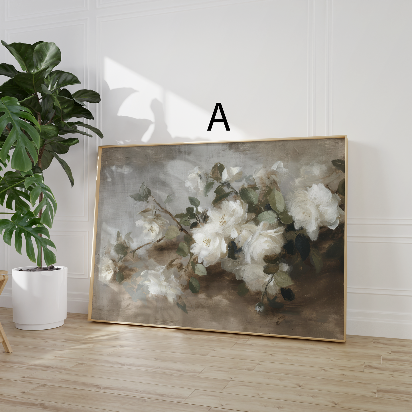Moderne Landschaft Poster · Geschenkidee · Weiße Blüten Alpen Flieder Französische Straßenszene · Dekoprint ohne Rahmen
