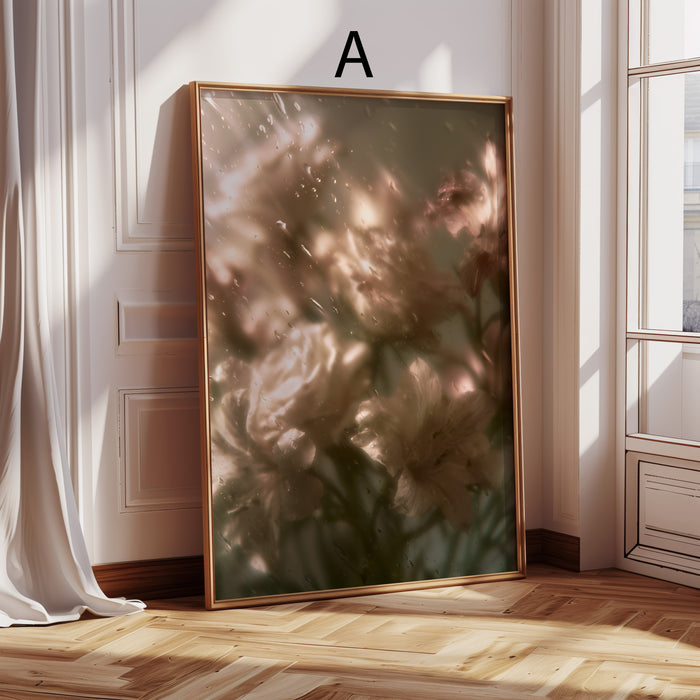 Geschenkidee · Rosen und Tulpen hinter Glas Poster Ästhetische Natur Fotografie · Dekoprint ohne Rahmen | JUSTGOODMOOD