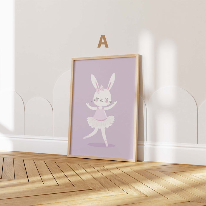 Niedliche Tierposter | Teddy, Hase & Giraffe für Kinderzimmer