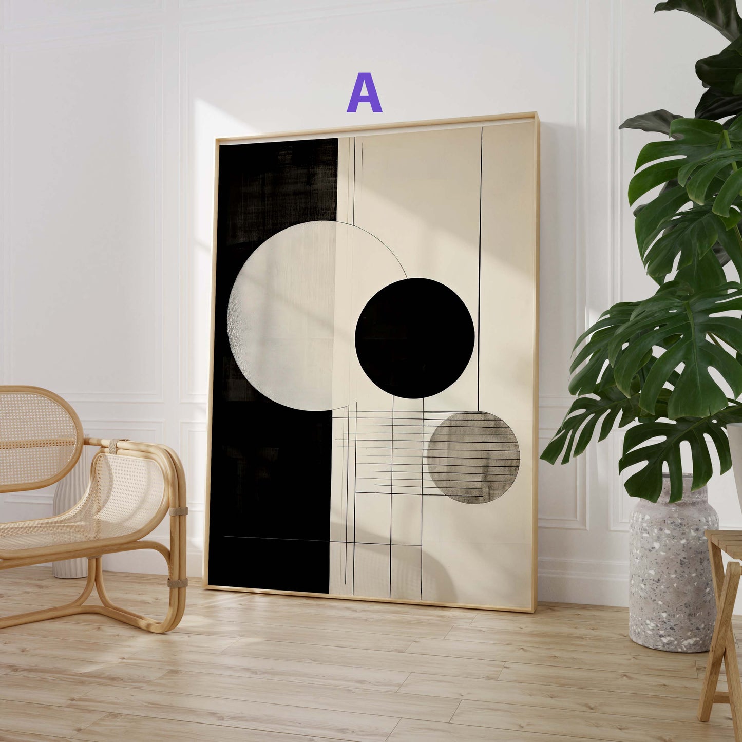 Moderne Abstrakte Kunst Poster · Geschenkidee · Geometrische Schwarz Beige Wandbilder für Wohnzimmer Büro Schlafzimmer · Print ohne Rahmen