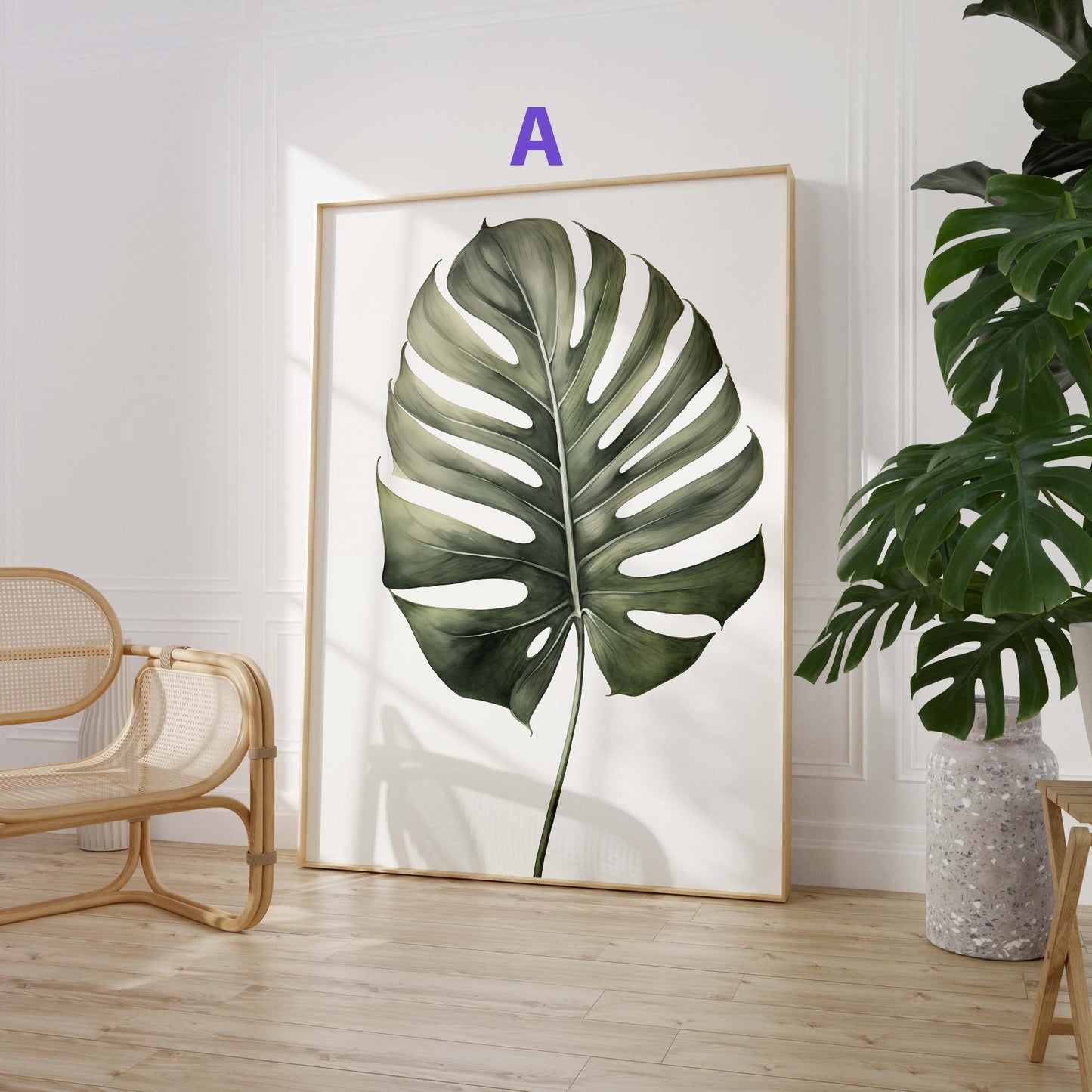 Botanik Poster · Geschenkidee · Monstera Kakteen und Tropische Pflanzen · Dekoprint ohne Rahmen