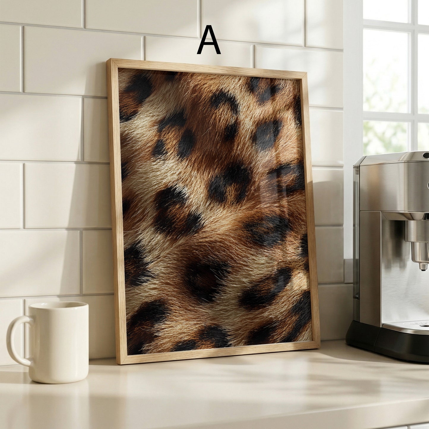 Leopardenmuster Poster · Geschenkidee · Beige Braun Grau Schwarz Weiß · Dekoprint ohne Rahmen