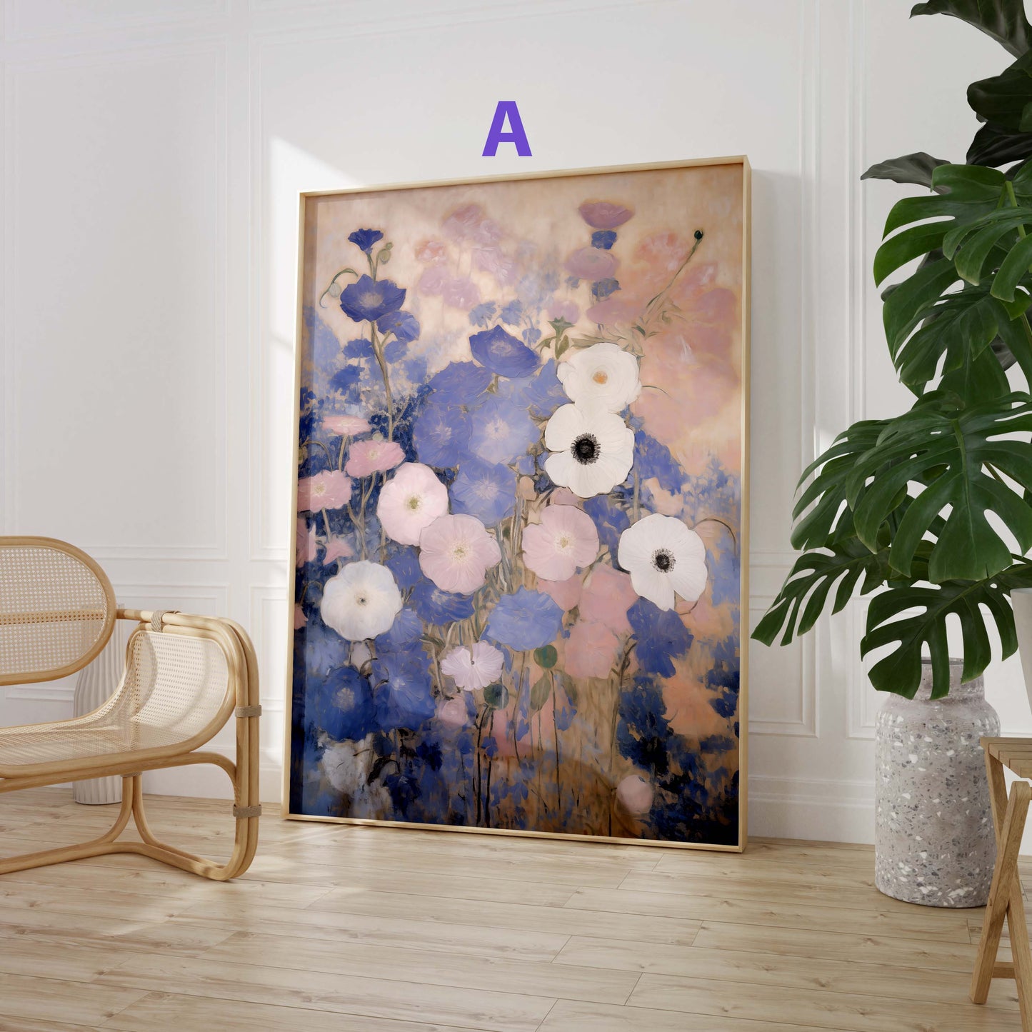 Blumen Poster · Geschenkidee · Tulpen Mohnblumen Maiglöckchen und Florale Aquarellkunst · Dekoprint ohne Rahmen
