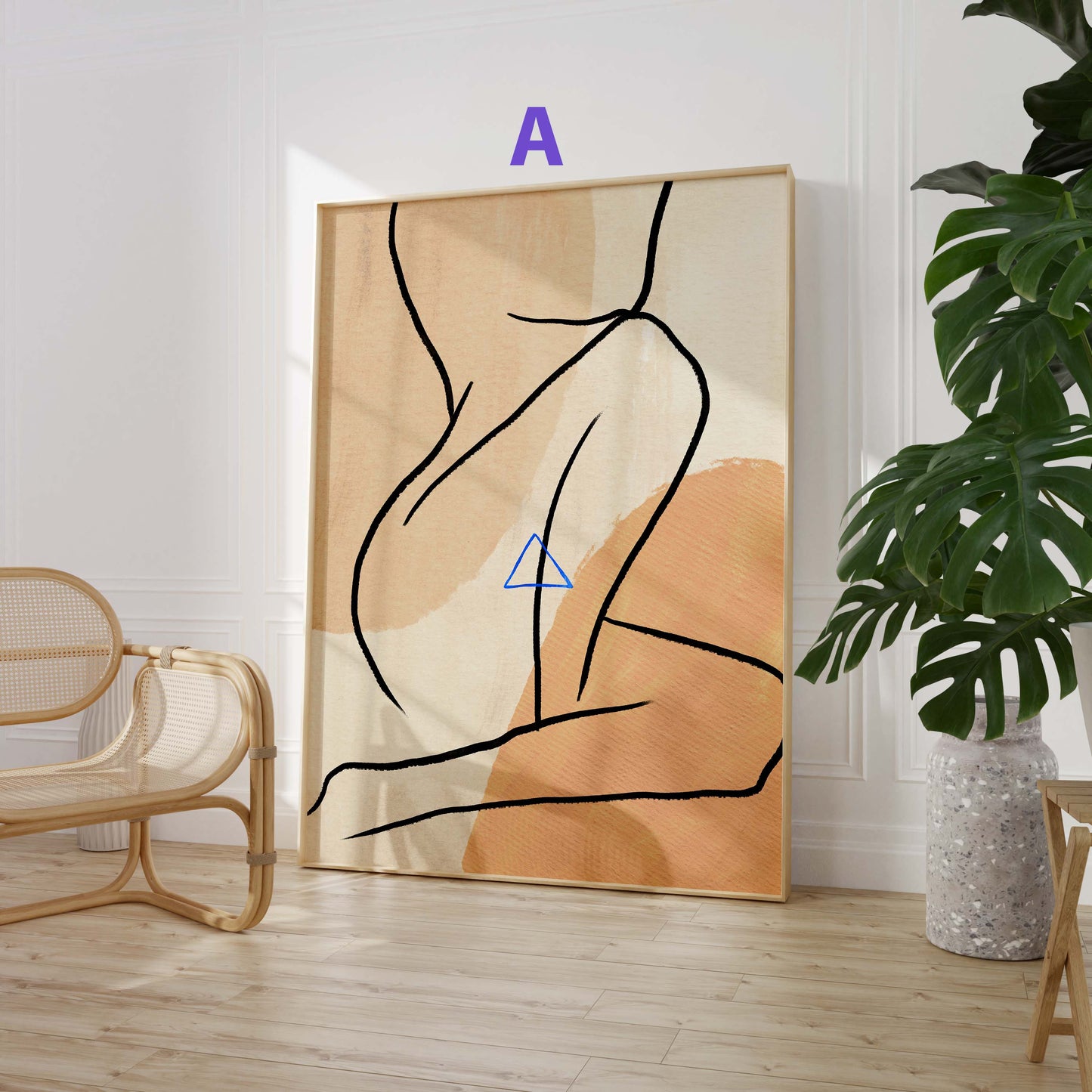 Körperkunst Poster · Geschenkidee · Line Art, Weibliche Silhouetten und Beige Terrakotta Formen · Dekoprint ohne Rahmen