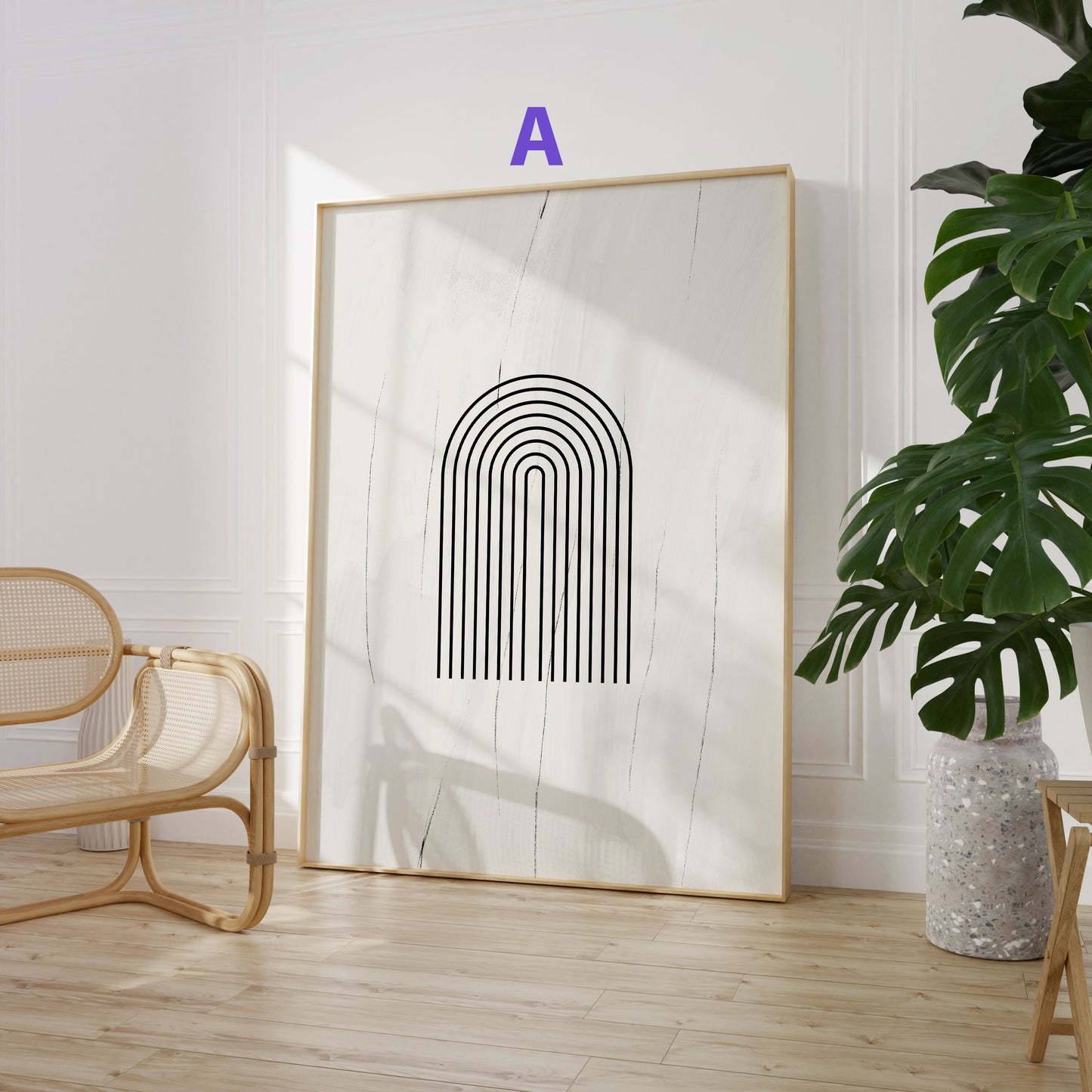 Abstrakte Bögen Poster · Geschenkidee · Minimalistische geometrische Linienkunst in Schwarz und Grau · Dekoprint ohne Rahmen