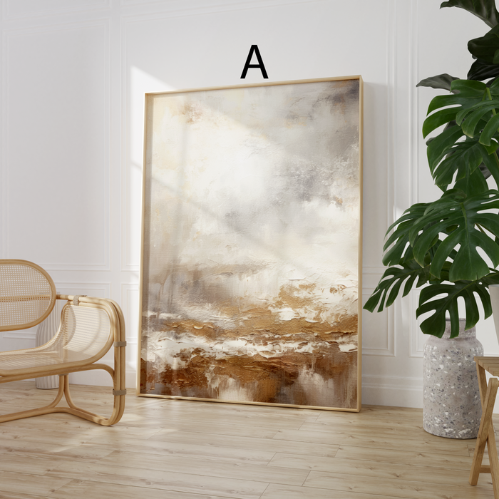 Abstraktes Marmor-Poster in Beige und Gold