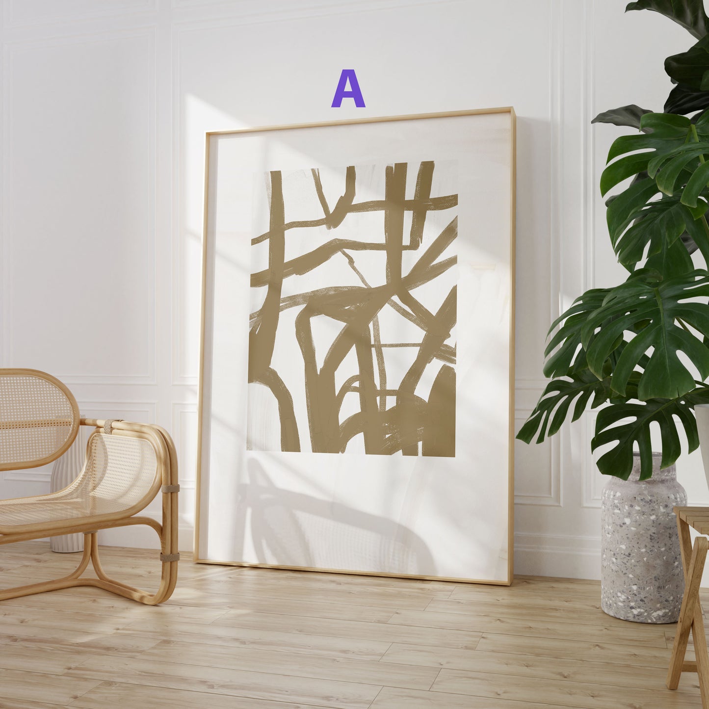 Geometrische Linien Poster · Geschenkidee · Abstrakte minimalistische Bögen in Schwarz, Beige und Grau · Dekoprint ohne Rahmen