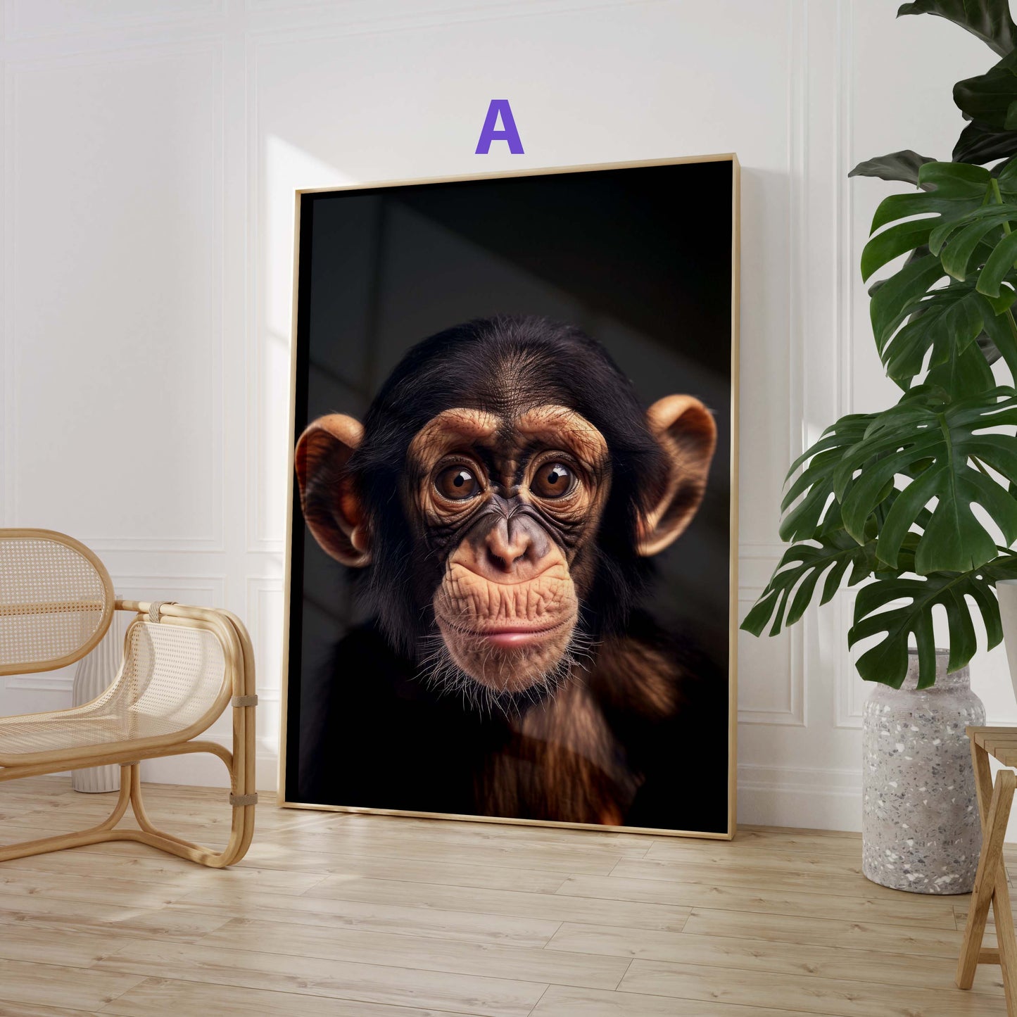 Lustige Affen Poster · Geschenkidee · Schimpansen und Affenbabys · Dekoprint ohne Rahmen