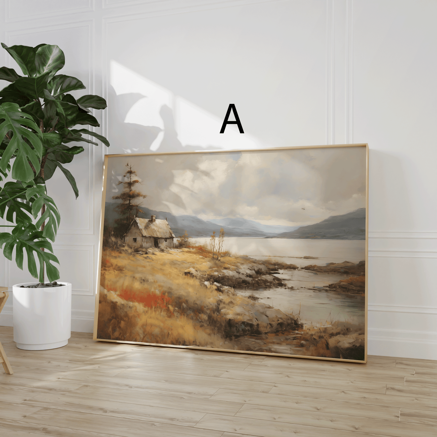 Landschaft Poster · Geschenkidee · See Wiesen Bäume Naturmalerei · Aquarell Wandkunst · Dekoprint ohne Rahmen