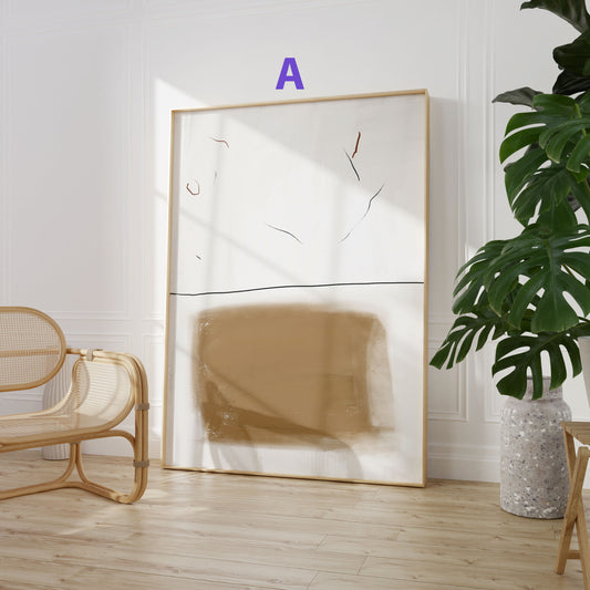 Abstrakte Linien Poster · Geschenkidee · Minimalistische Line Art in Beige, Schwarz und Grau · Dekoprint ohne Rahmen