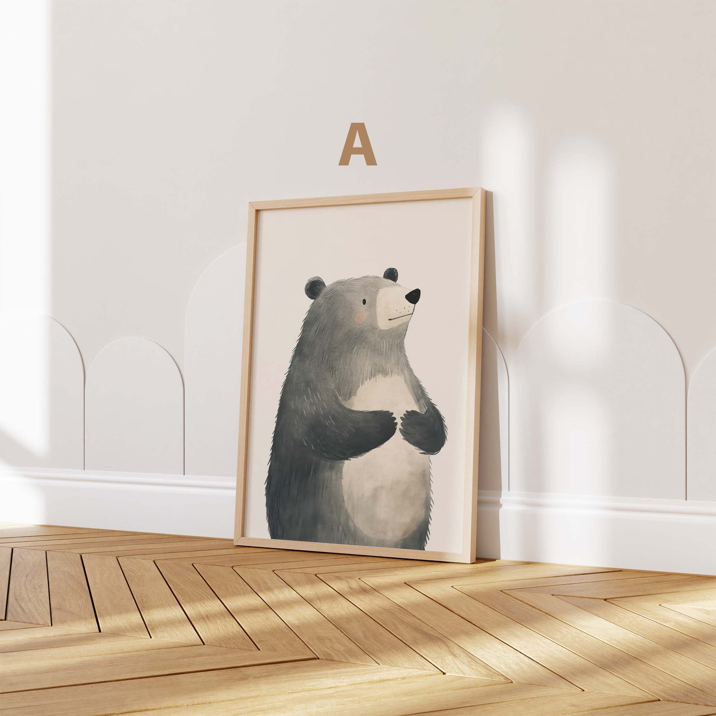Süße Tiere Poster · Geschenkidee · Illustration Bär Löwe Giraffe · Kinderzimmer Deko · Dekoprint ohne Rahmen