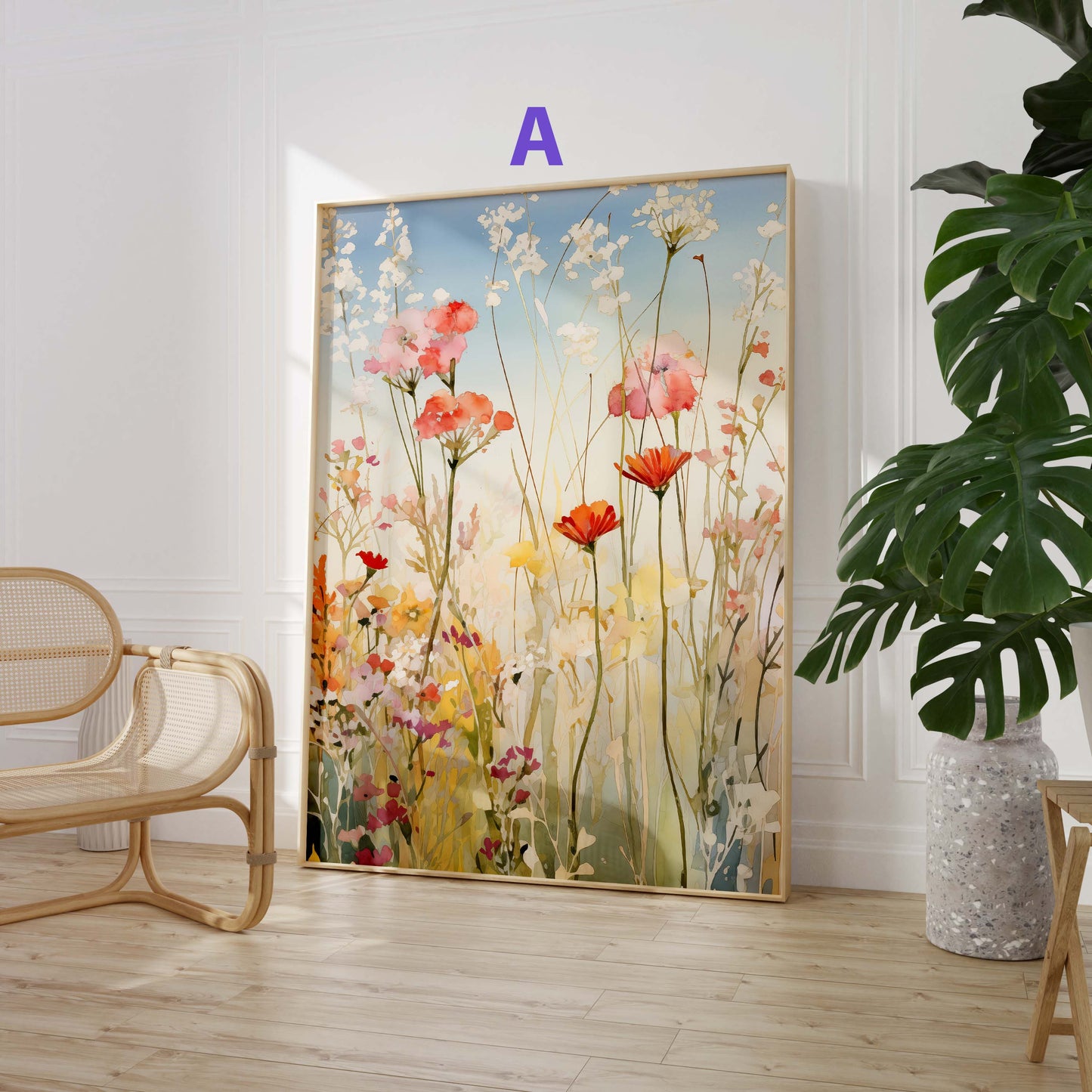 Blumen Poster · Geschenkidee · Farbenfrohe Blumenvasen und Künstlerische Floralkunst im Modernen Stil · Dekoprint ohne Rahmen