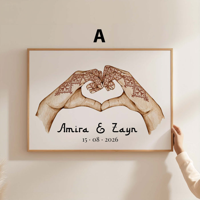 Hände Herz Liebe Poster – Premium Baumwoll-Canvas