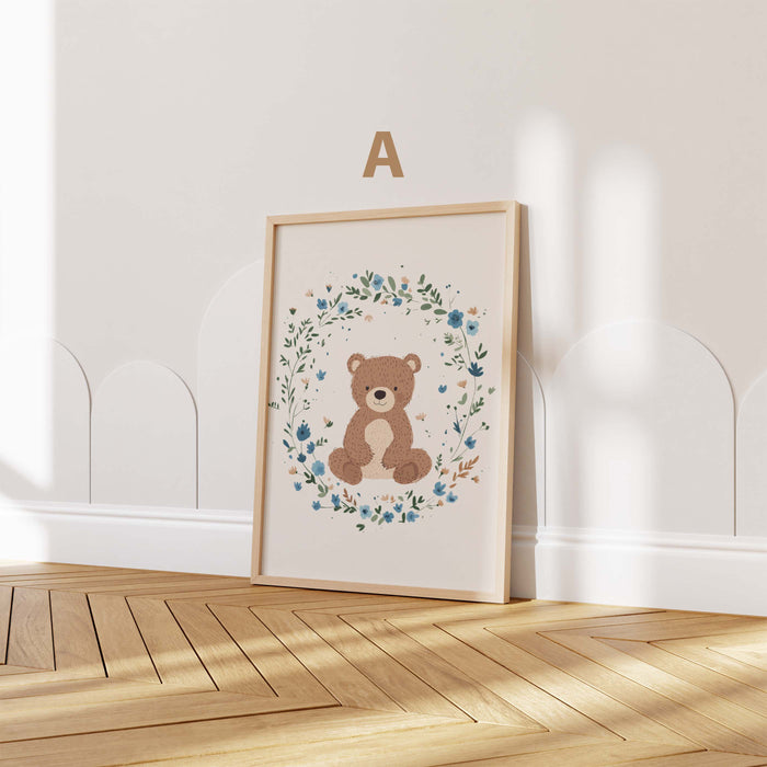 Babyzimmer Poster mit Karussellpferd und Teddybär