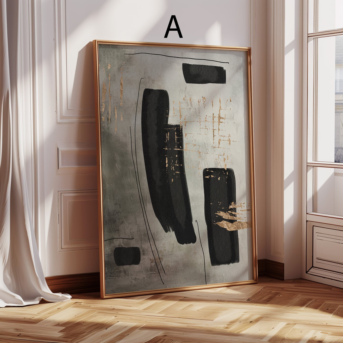 Abstrakte Kunst Poster · Geschenkidee · Schwarze Pinselstriche Struktur Minimalistische Wandkunst · Dekoprint ohne Rahmen