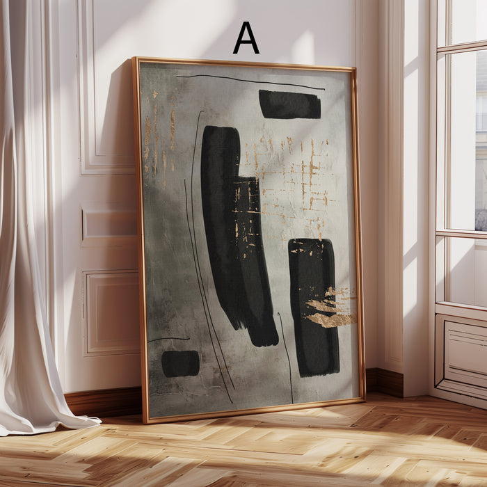 Poster mit schwarzen Pinselstrichen