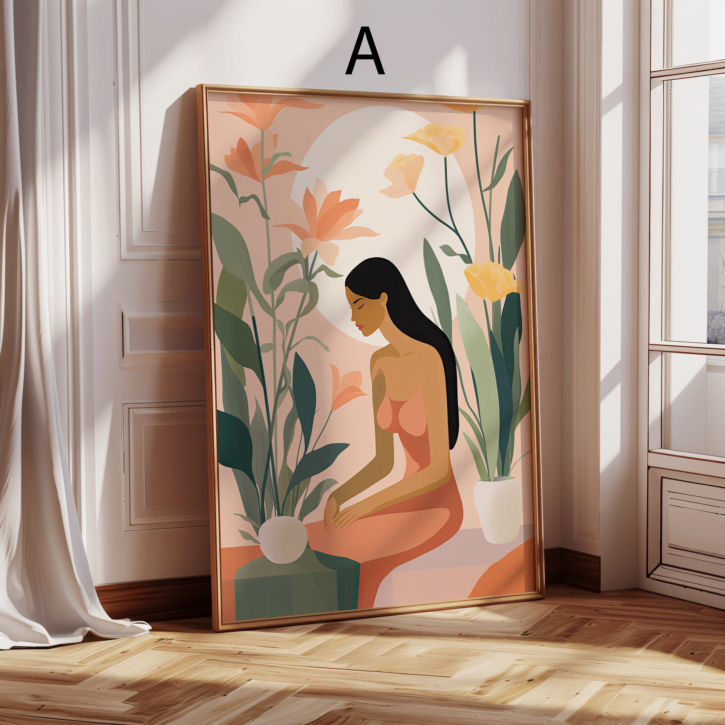 Moderne Kunst Poster · Geschenkidee · Zeitgenössische Porträts Meditation Minimalistische Interior Kunst · Dekoprint ohne Rahmen