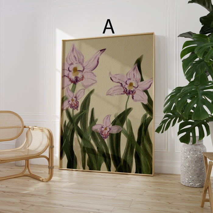 Geschenkidee · Botanische Blumen und Schwan Poster Ästhetische Natur und Mode Kunst · Dekoprint ohne Rahmen | JUSTGOODMOOD