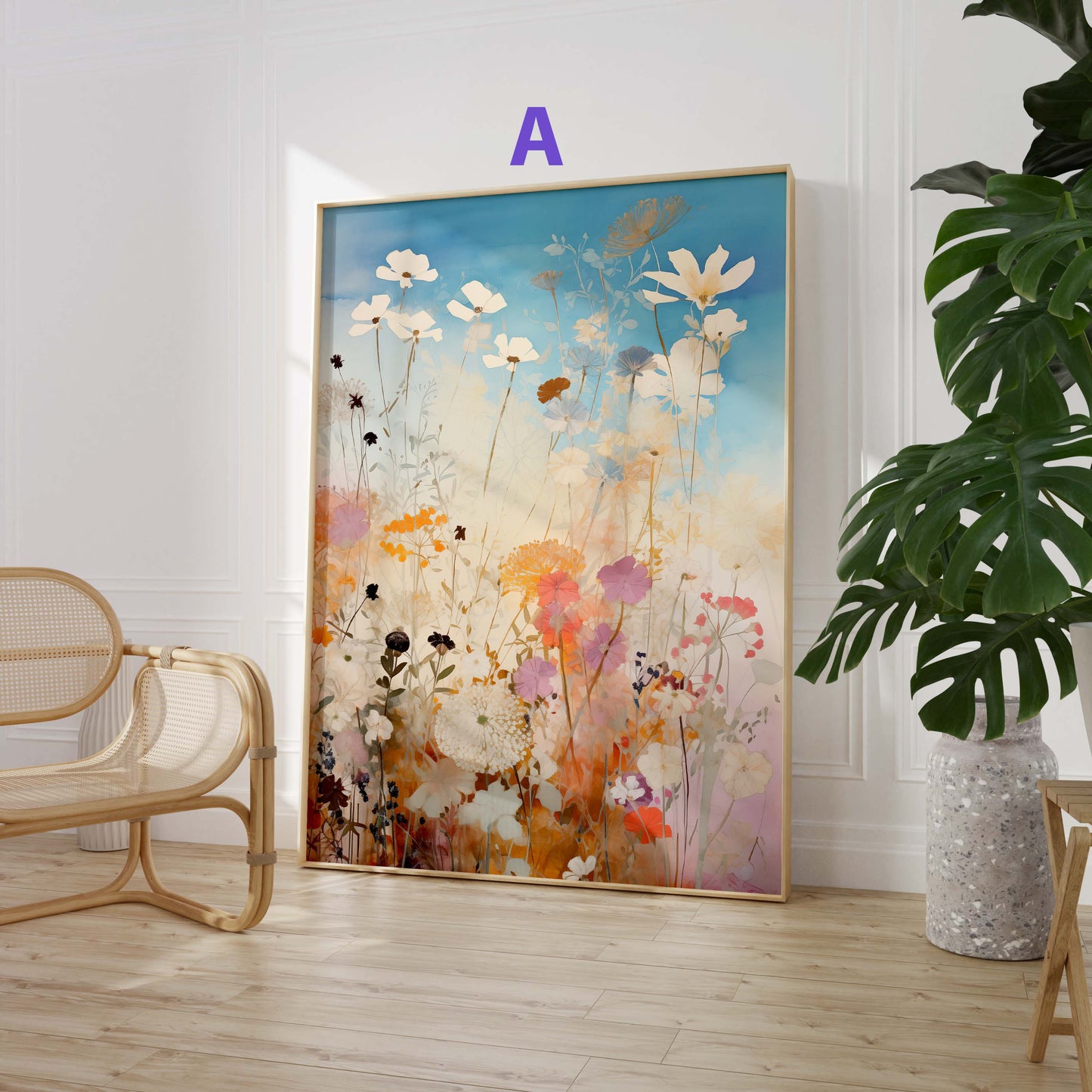 Blumen Poster · Geschenkidee · Moderne Botanische Illustrationen und Farbenfrohe Blütenkunst · Dekoprint ohne Rahmen