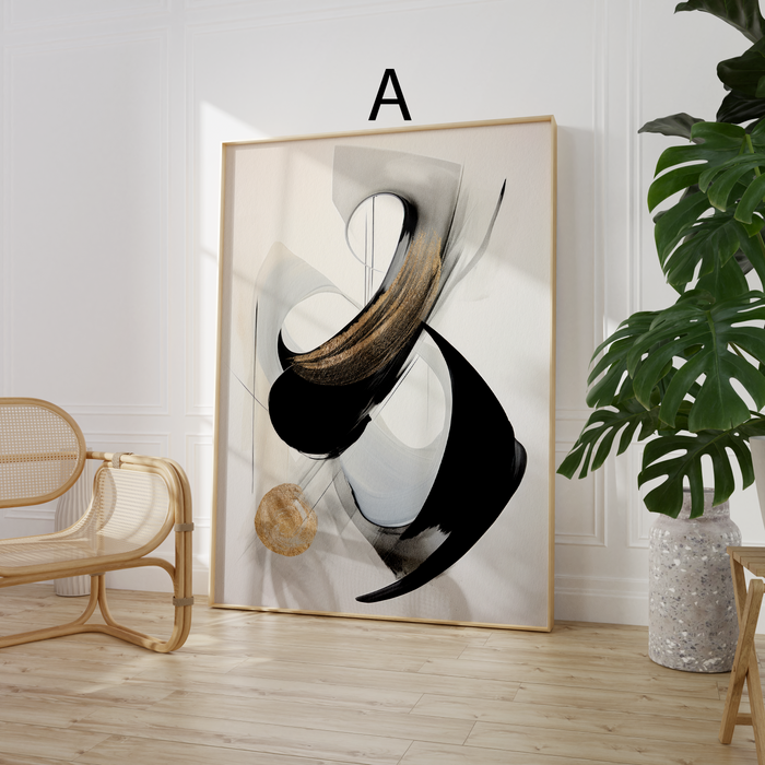 Geometrische Poster in Schwarz und Gold