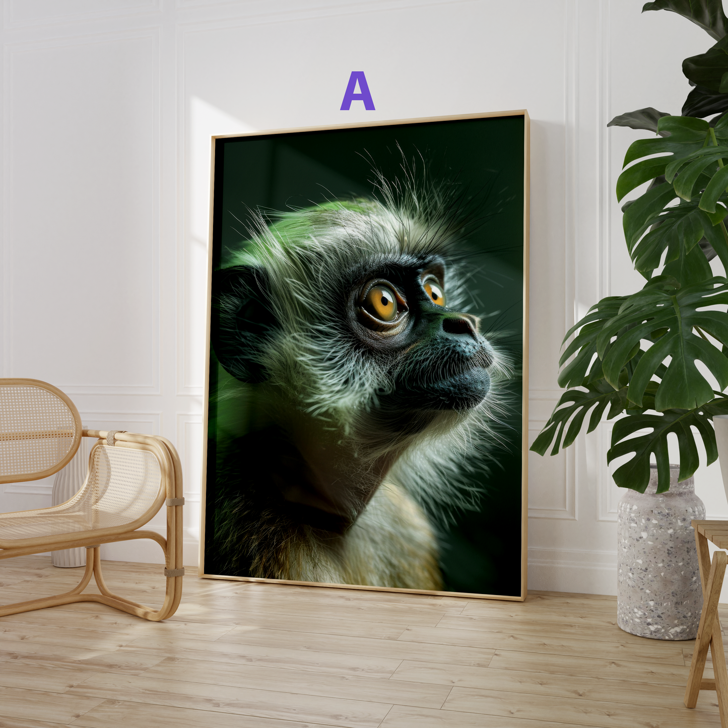 Süße Affen Poster · Geschenkidee · Affenbabys mit großen Augen · Dekoprint ohne Rahmen