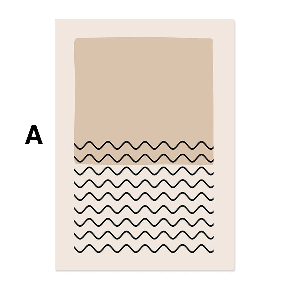 Poster Abstract shapes in beige brown and lines dot pattern as a decorative print without a frame
