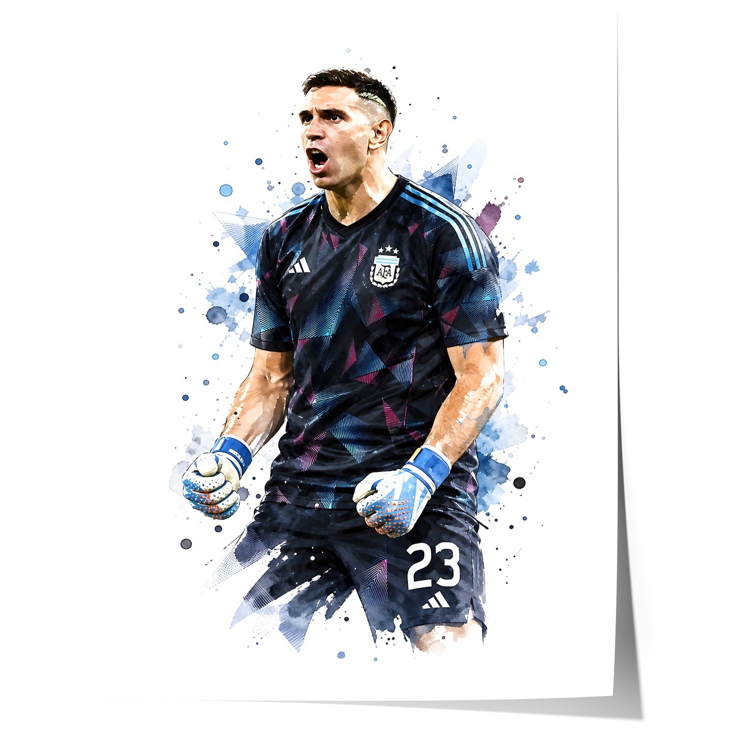 Fußball Poster Argentinien Spieler · Geschenkidee · Aquarell Sport Wandbild · Deko Print ohne Rahmen