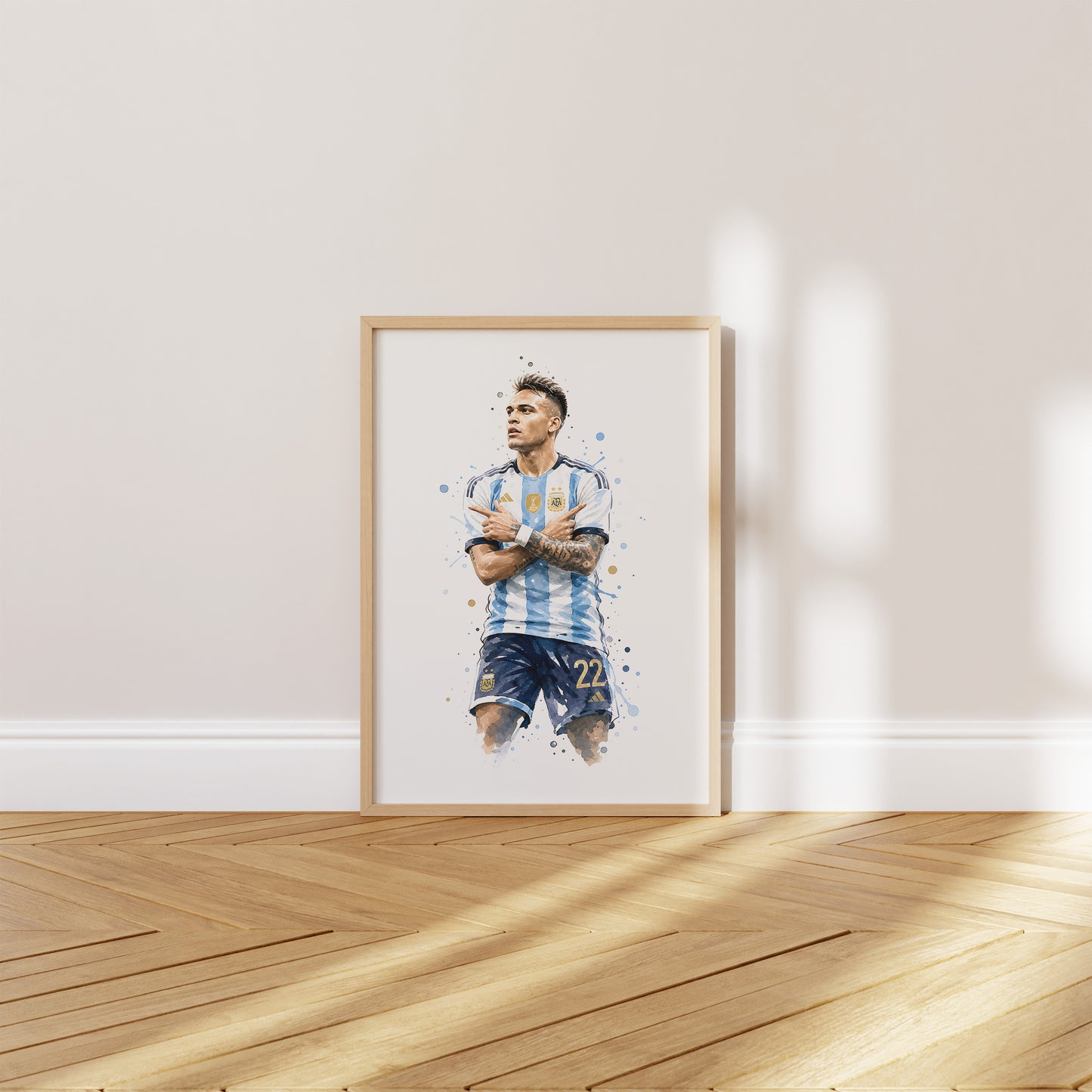 Fußball Poster Argentinien Spieler · Geschenkidee · Aquarell Sport Wandbild · Deko Print ohne Rahmen