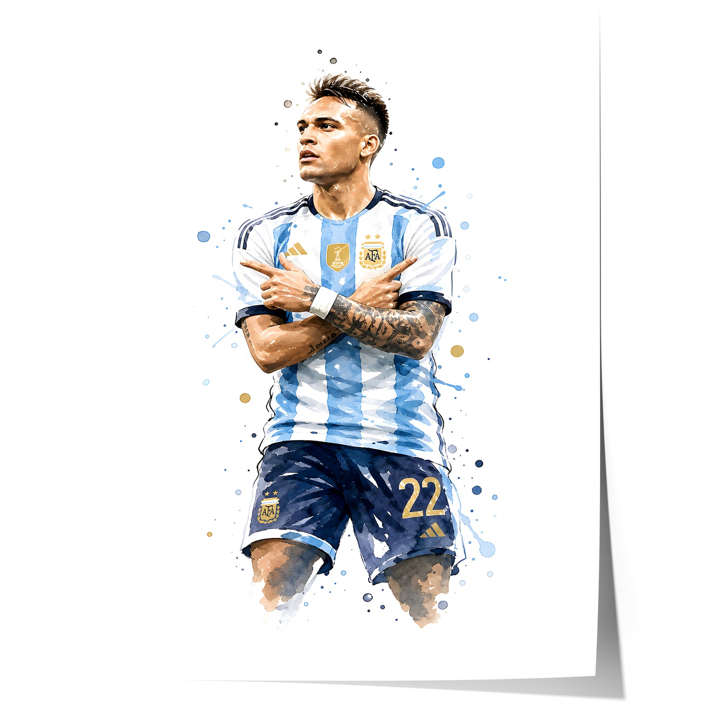 Fußball Poster Argentinien Spieler · Geschenkidee · Aquarell Sport Wandbild · Deko Print ohne Rahmen
