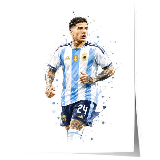 Fußball Poster Argentinien Spieler · Geschenkidee · Aquarell Sport Wandbild · Deko Print ohne Rahmen