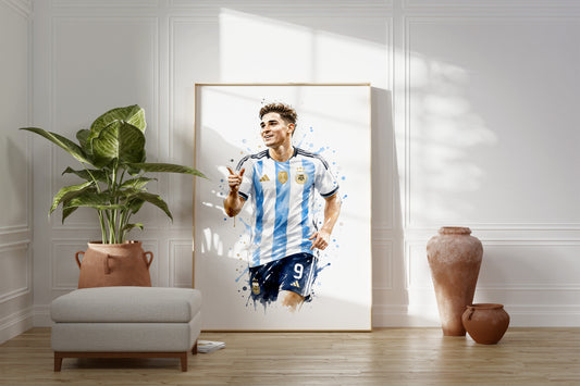Fußball Poster Argentinien Spieler · Geschenkidee · Aquarell Sport Wandbild · Deko Print ohne Rahmen