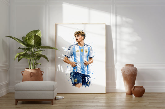 Fußball Poster Argentinien Spieler · Geschenkidee · Aquarell Sport Wandbild · Deko Print ohne Rahmen