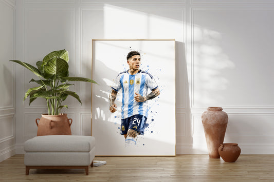 Fußball Poster Argentinien Spieler · Geschenkidee · Aquarell Sport Wandbild · Deko Print ohne Rahmen