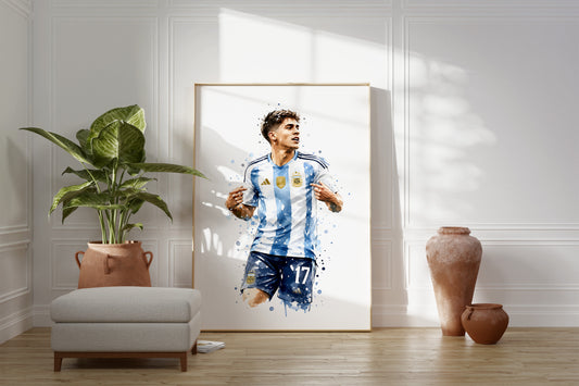 Fußball Poster Argentinien Spieler · Geschenkidee · Aquarell Sport Wandbild · Deko Print ohne Rahmen
