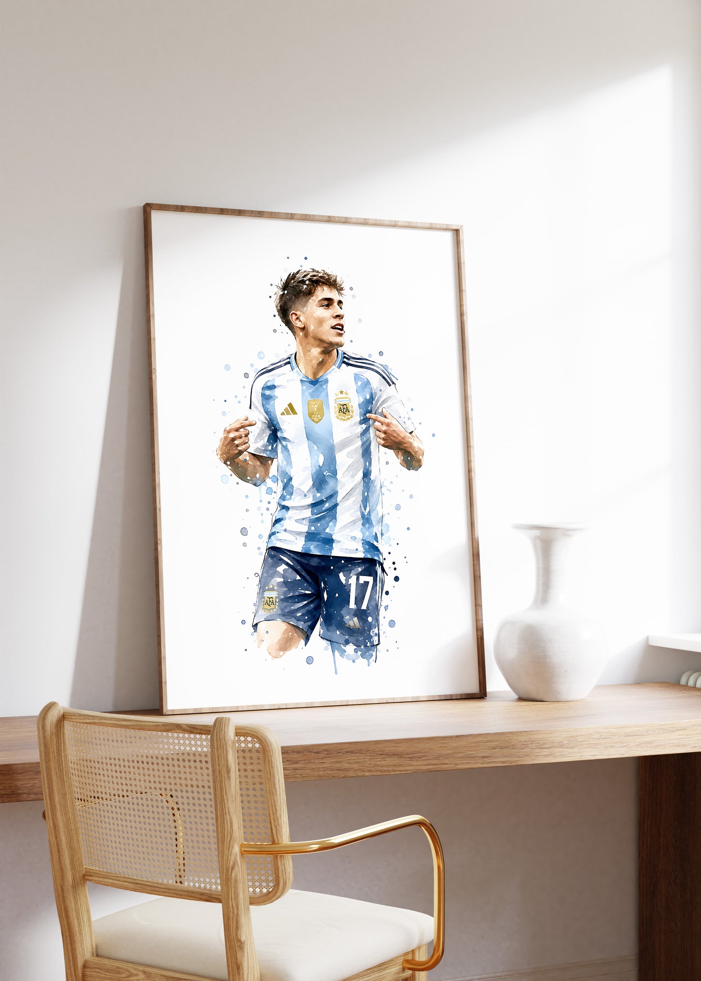 Fußball Poster Argentinien Spieler · Geschenkidee · Aquarell Sport Wandbild · Deko Print ohne Rahmen