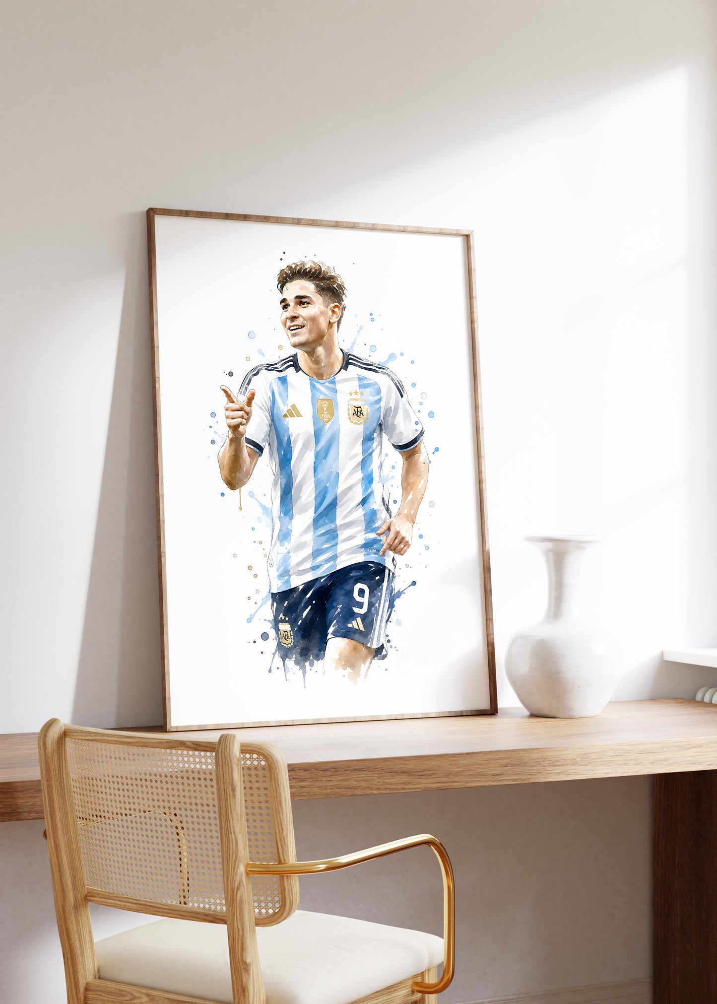 Fußball Poster Argentinien Spieler · Geschenkidee · Aquarell Sport Wandbild · Deko Print ohne Rahmen