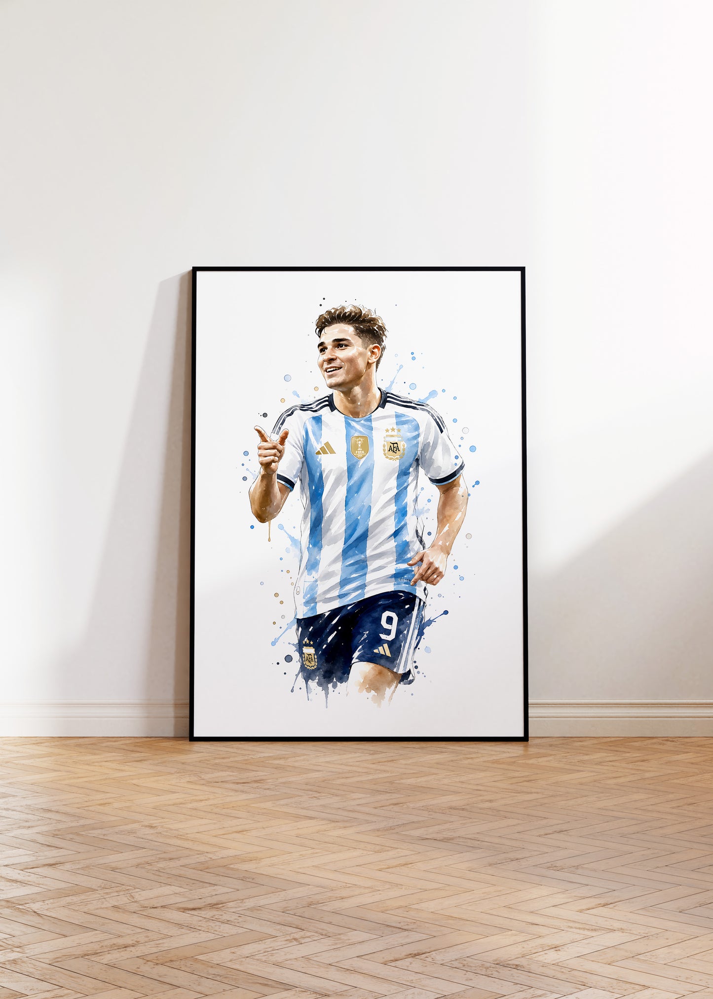 Fußball Poster Argentinien Spieler · Geschenkidee · Aquarell Sport Wandbild · Deko Print ohne Rahmen